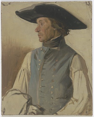 Bonde med stor hatt och blå väst av Jakob Becker