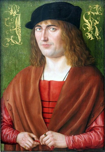 Tyska: Bildnis des Jörg Kötzler, 1499 Porträtt av den 28-årige Nürnberg-borgaren Jörg Ketzler
  (1471-1529) av Jakob Elsner