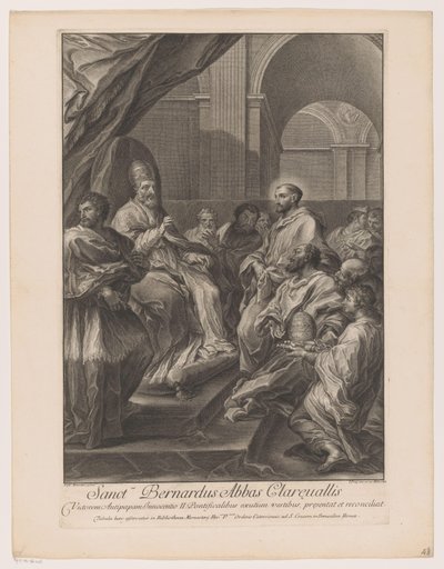 Heilige Bernardus van Clairvaux för paus Innocentius II Sankt Bernardus abbot av Clareualis (titel på objektet) av Jakob Frey (I)