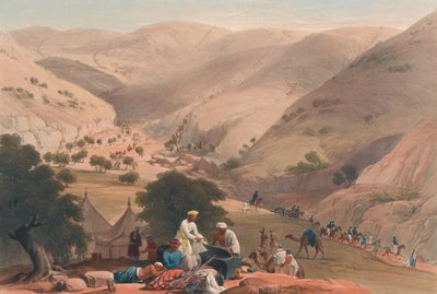 The Third Descent of the Koojah [sic] Pass, c.1839 (litografi, tonad) av James (after) Atkinson