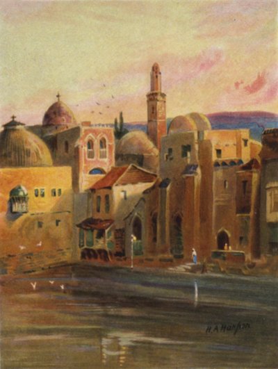 Hiskias pool i Jerusalem (färg litho) av James (after) Clark