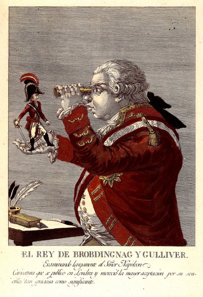 Kungen av Brobdingnac och Gulliver av James (after) Gillray