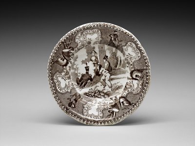 Koppstallrik, ca. 1837-1856 (blyglaserat lergods med transfertryck) av James (attr.to) Beech
