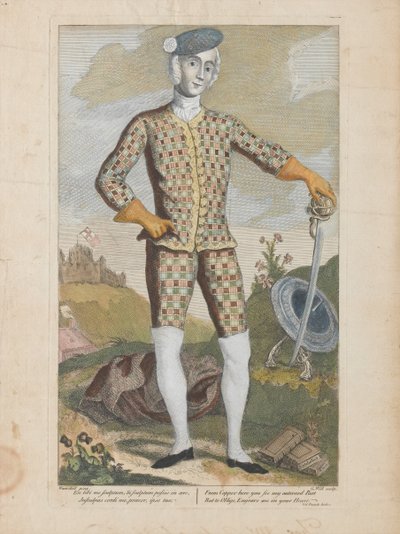 Prins Charles Edward Stuart (färgad gravyr) av James (c.1692 1767) (after) Wasdail