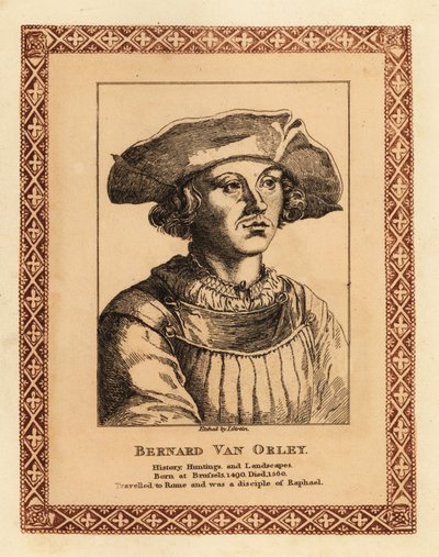 Bernard van Orley, flamländsk renässanskonstnär.1817 (etsning) av James (c.1780 after 1820) Girtin