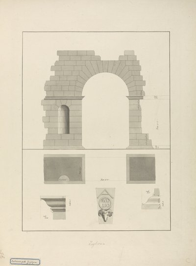 Entréport, Zaghouan (penna och bläck med tvätt på papper) av James 1730 94 Bruce