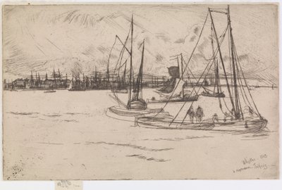 Amsterdam, från Tolhuis, 1863. av James Abbott McNeill Whistler