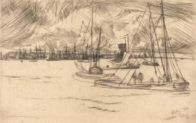 Amsterdam från Tolhuis, 1863. av James Abbott McNeill Whistler