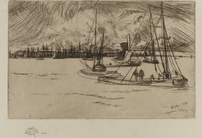 Amsterdam, från Tolhuis, 1863. av James Abbott McNeill Whistler