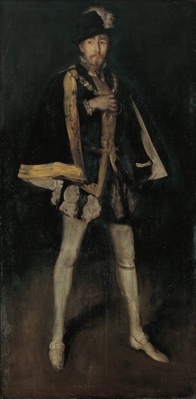 Arrangemang i svart, nr 3: Sir Henry Irving som Filip II av Spanien, 1876, omarbetad 1885. av James Abbott McNeill Whistler