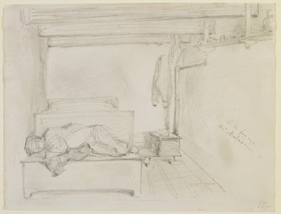 På Maladries gård, 1858 (penna på benvitt vävt papper av James Abbott McNeill Whistler