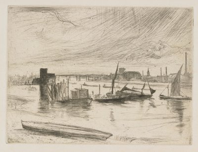 Battersea Dawn Cadogan Pier, 1863. av James Abbott McNeill Whistler