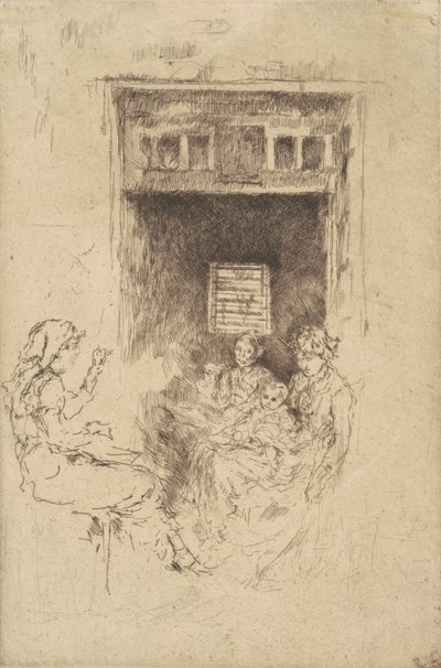 Bead-Stringers, 1880 (svart etsning på lagt papper) av James Abbott McNeill Whistler