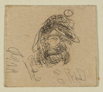 Skäggig man i soldatmössa från Sketches on the Coast Survey Plate, 1854-55. av James Abbott McNeill Whistler