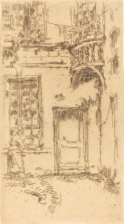 Courtyard, Rue P.L. Kurir, 1888. av James Abbott McNeill Whistler