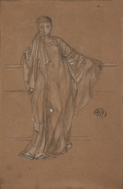 Draperad figur vid ett räcke, 1868-1870. av James Abbott McNeill Whistler