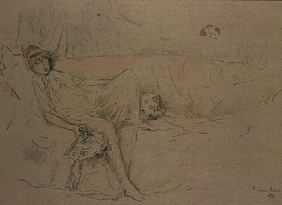 Draperad figur liggande (litho) av James Abbott McNeill Whistler