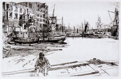 Eagle Wharf (Tyzac, Whitely och Co) av James Abbott McNeill Whistler