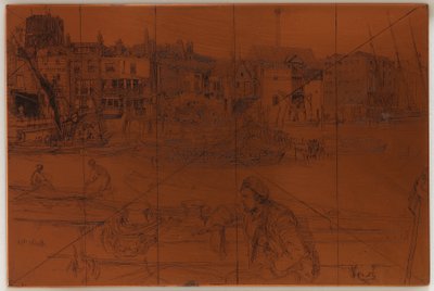 Etsningsplatta: Black Lion Wharf, 1859. av James Abbott McNeill Whistler