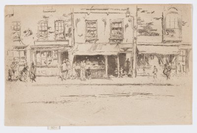 Fish Shop, Chelsea, ca 1884-86 (etsning; bläck på papper) av James Abbott McNeill Whistler