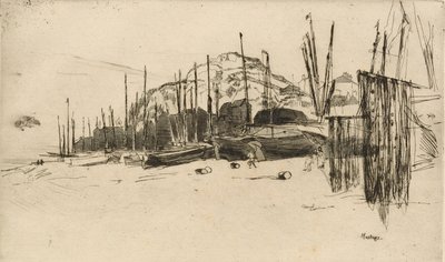 Fiskebåtar, Hastings, 1877. av James Abbott McNeill Whistler