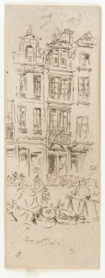 Blomstermarknad, Bryssel, 1887. av James Abbott McNeill Whistler