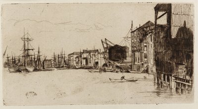 Free Trade Wharf, 1877. av James Abbott McNeill Whistler