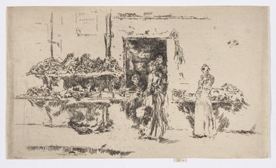 Grönsaksaffär, Paris, ca 1892-93 (etsning; bläck på papper) av James Abbott McNeill Whistler