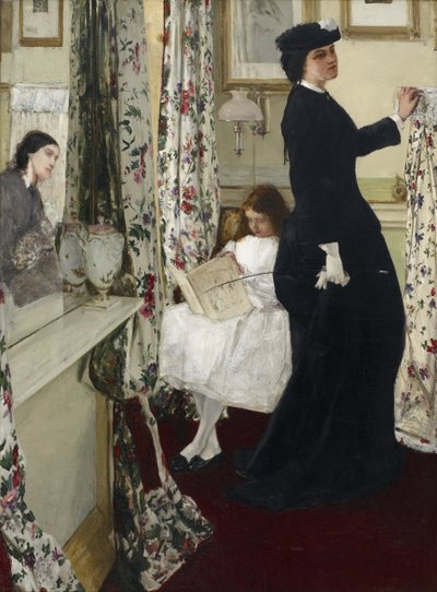 "Harmony in Green and Rose: The Music Room" Målning av James Abbott McNeill Whistler (1834-1903) 1860 Freer Gallery of Art, Washington USA av James Abbott McNeill Whistler