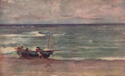 Harmony in Blue and Silver: Beaching The Boat, Etretat, c1897 av James Abbott McNeill Whistler