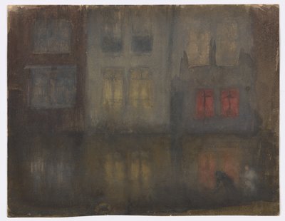 Nocturne: Svart och röd-Backa kanalen, Holland av James Abbott McNeill Whistler