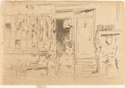 Gammal klädaffär, No.I, ca. 18841886. av James Abbott McNeill Whistler
