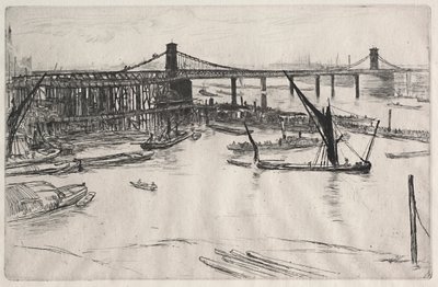 Gamla Hungerford Bridge. av James Abbott McNeill Whistler
