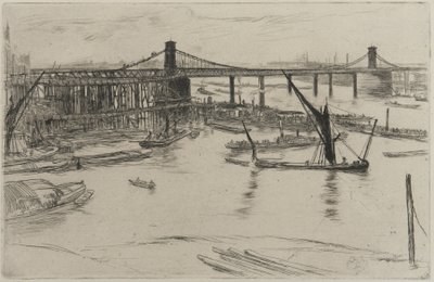 Old Hungerford Bridge, 1861 (etsning på papper) av James Abbott McNeill Whistler