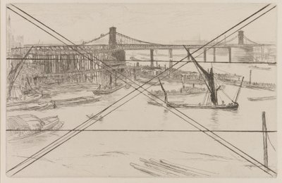 Old Hungerford Bridge, 1861. av James Abbott McNeill Whistler