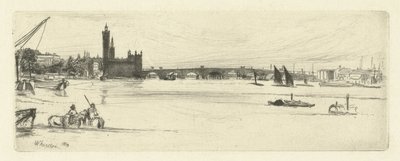 Gamla Westminster Bridge Sexton etsningar av scener om Themsen och andra ämnen (serietitel) av James Abbott McNeill Whistler