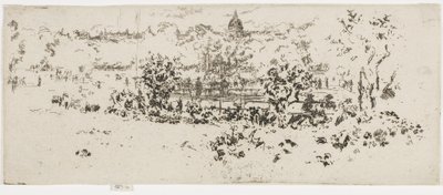 Pantheon, Luxemburgs trädgård, ca 1892-93 (etsning på papper) av James Abbott McNeill Whistler