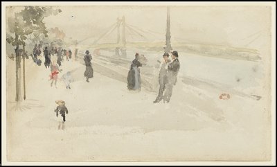 Rosa och silver - Chelsea, the Embankment, c.1885 av James Abbott McNeill Whistler