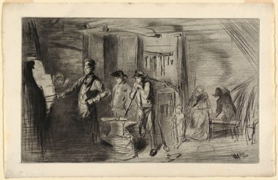 Print, The Forge, från serien Etsningar om Themsen och andra ämnen, 1861 av James Abbott McNeill Whistler