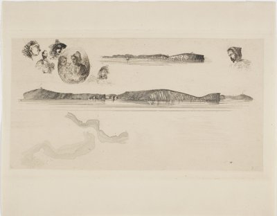 Skisser på kustmätningsplattan av James Abbott McNeill Whistler