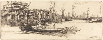 Thames Warehouses, 1859. av James Abbott McNeill Whistler