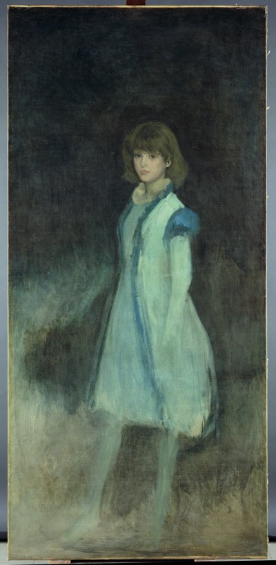 The Blue Girl: Porträtt av Connie Gilchrist (1865-1946), ca 1879 av James Abbott McNeill Whistler