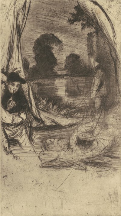 Lägret, 1861 publicerad 1879. av James Abbott McNeill Whistler
