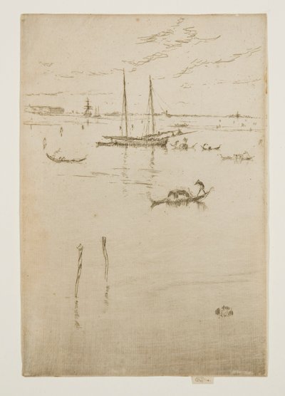 Den lilla lagunen, från de tolv etsningarna, även känd som den första Venediguppsättningen av James Abbott McNeill Whistler