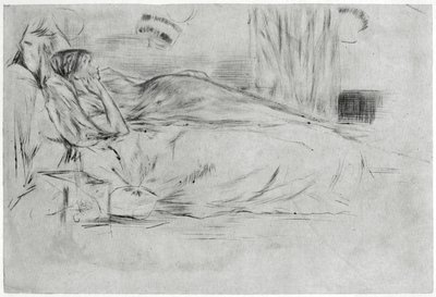 Modellen, Liggande, c1864 1904. av James Abbott McNeill Whistler