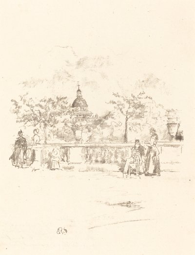 Pantheon, från terrassen i Luxembourgträdgården, 1893. av James Abbott McNeill Whistler