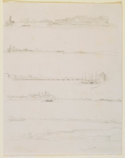 Rhen, nära Worms och Oppeheim, 1858. av James Abbott McNeill Whistler