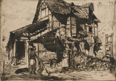 Den osäkra hyresgården. En av de tolv etsningarna från naturen. Den franska uppsättningen, 1858. av James Abbott McNeill Whistler