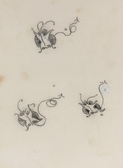 Three Whistler Butterflies (krita och kinesisk vit på litografiskt överföringspapper) av James Abbott McNeill Whistler