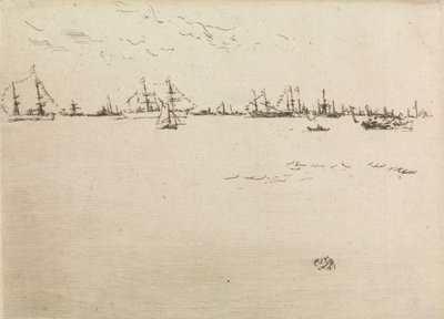 Truppskepp, från en uppsättning av tolv etsningar med titeln The Naval Review, 1887 av James Abbott McNeill Whistler